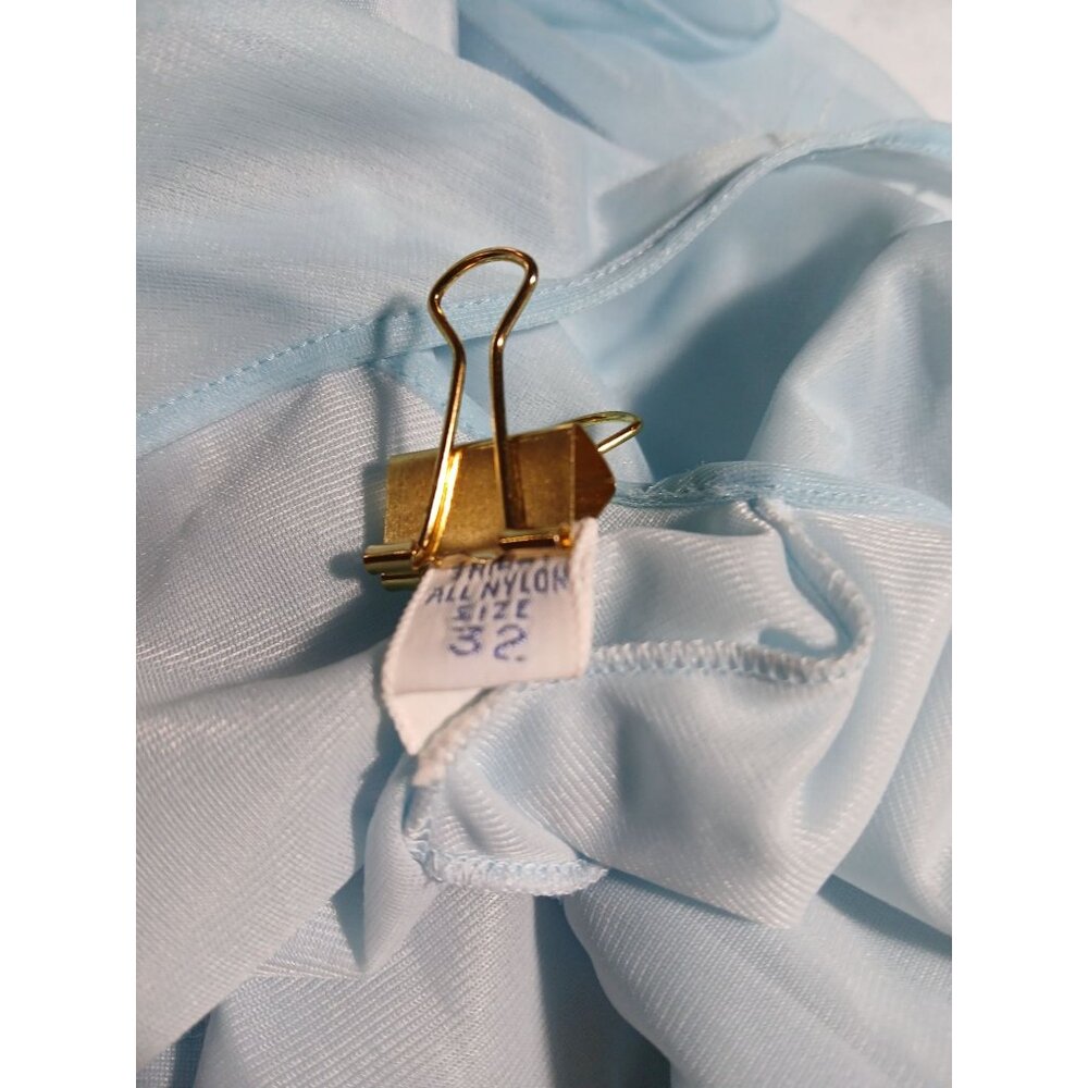 Vanity Fair Vintage 50s Blue Nightgown Size 32 Ribbon Trim Double Nylon Lace - Picture 12 of 12
